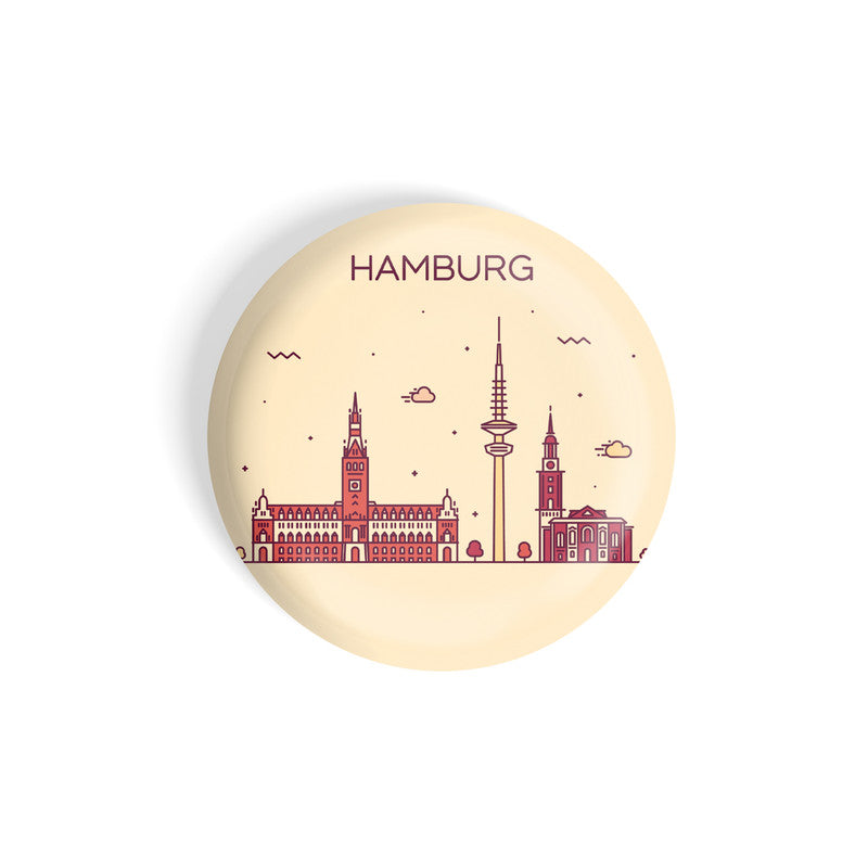 dhcrafts Round Fridge Magnet Brown Color Hamburg Glossy Finish Design Pack of 1 (58 mm)
